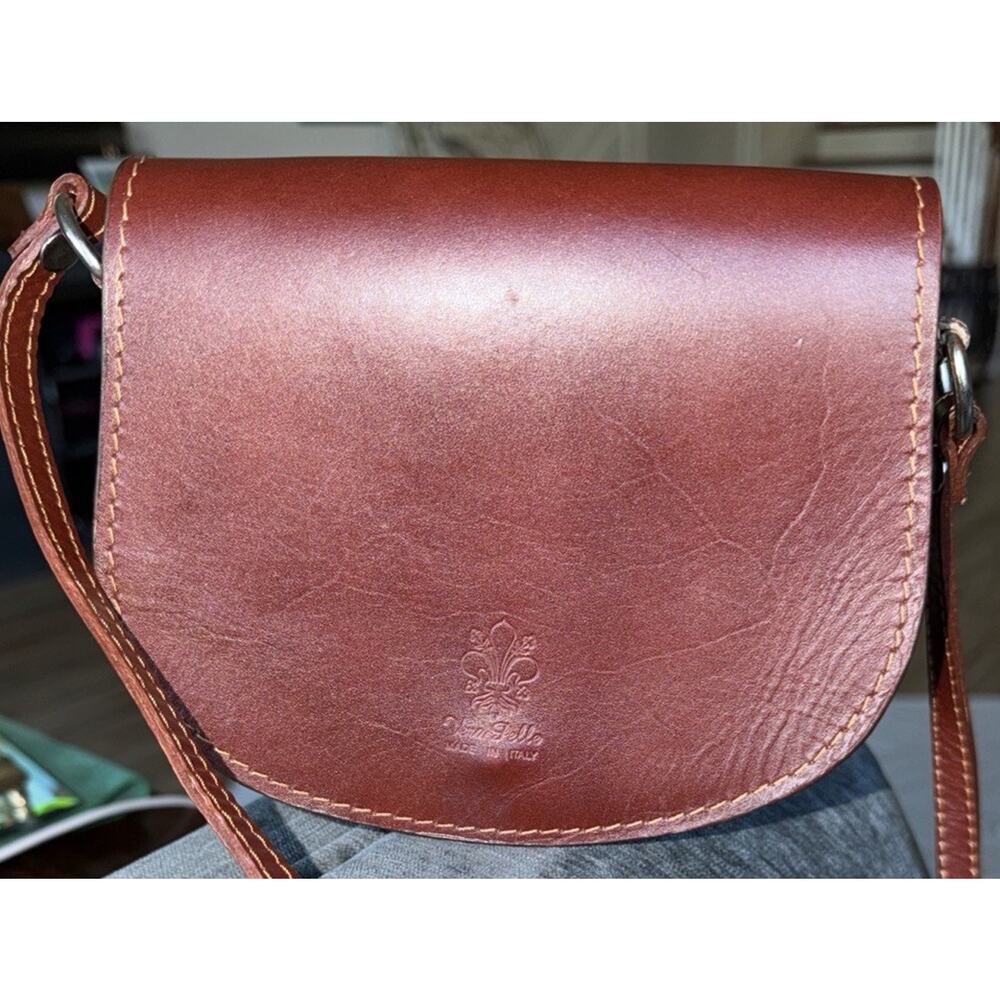 Vera Pelle Made In Italy Leather Saddle Bag Rich Brown